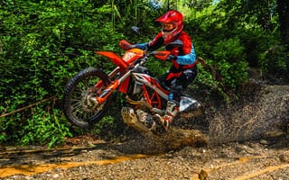Картинка мотоциклы, ktm 690 enduro r, мотокросс, грязь, eicma 2018, прыгать