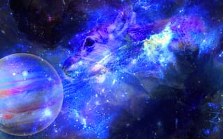 Картинка Digital Universe, пространство, deviantart, галактика, олень