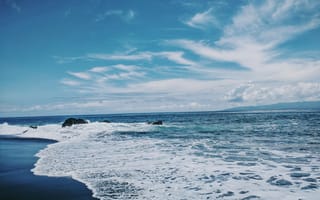 Картинка небо, океан, море, природа, берег, пейзажи, волна
