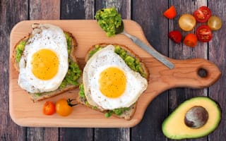 Картинка яйца, хлеб, томат, завтрак, авокадо, еда