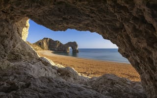 Картинка Cave View of Durdle Door, море, Dorset