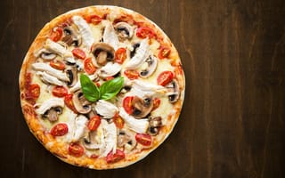 Картинка еда, грибы, круглая, пицца