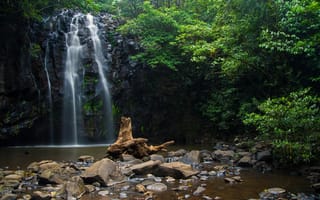 Обои Zillie waterfall, природа, деревья, пейзаж, камни, лес, водопад, Australia
