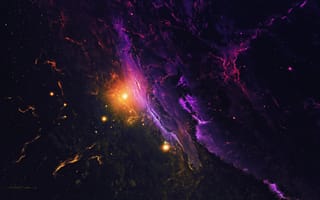 Картинка туманность, звезды, галактика, пространство, вселенная, цифровое искусство