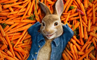Картинка морковь, анимация, улыбается, мультфильмы, Кролик Питер 2018, 3д графика