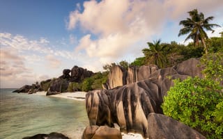 Картинка La Digue Island, море, скалы, Seychelles