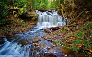 Картинка Wagner Falls, Michigan, Munising, осень