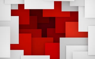 Картинка геометрические фигуры, пиксели, красные и белые квадраты, 3д графика