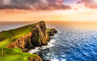 Картинка Остров Скай, закат, Великобритания, Шотландия