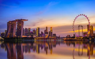 Картинка Singapore, Сингапур, город, закат, сумерки