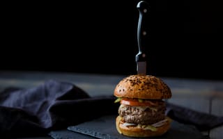Картинка гамбургер, фаст-фуд, натюрморт-съёмка, бутерброд на завтрак, еда