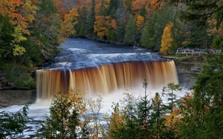 Картинка upper tahquamenon falls, река, michigan, осень