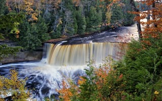 Картинка upper tahquamenon falls, осень, река, michigan