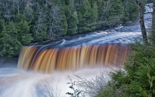 Картинка upper tahquamenon falls, michigan, водопад, река