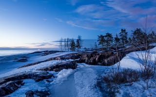 Картинка Якобстад, Фябода, сумерки, Финляндия, зима, пейзаж