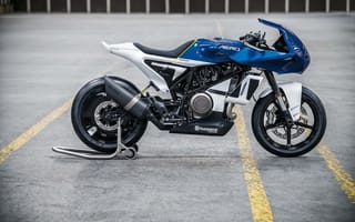 Обои синий, мотоцикл, husqvarna vitpilen 701, мотоциклы, концепция, вид сбоку
