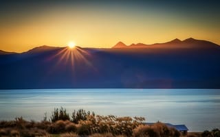 Картинка озеро, восход, бесплатные изображения, пейзажи, природа, горы