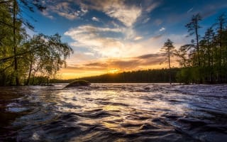 Картинка Финляндия, деревья, река