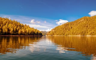 Картинка осень, день, река, ннебо