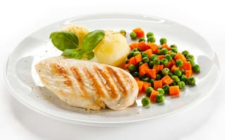 Картинка еда, белый, гарнир, овощ, мясо, курица, продукт, картофель, картинки на рабочий стол, рыба, блюдо, горох, пластины, кухня