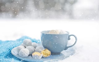 Картинка напиток, вкусные, зима, горячее какао, вкусный, утро, снег, картинки на рабочий стол, горячий шоколад, тёплый напиток, напитки, десерт, сладкая, какао, кружка