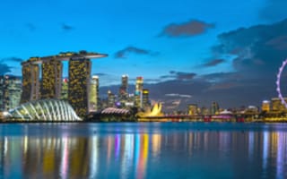 Картинка панорама, ночь, Сингапур