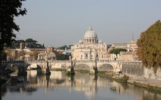 Картинка путешествия, река, картинки на телефон, Рим, ватикан, отражение, город, дворец, городской пейзаж