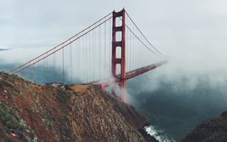 Картинка мост золотые ворота, Сан-Франциско, пейзажи, город, туман, архитектура