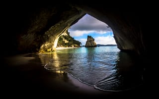 Картинка пещера, океан, пейзажи, природа