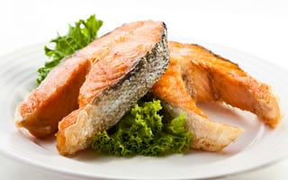 Обои продукт, еда, копчёный лосось, мясо, азиатская пища, кухня, жареная еда, блюдо, пластина, зелёный, рыба, белый, 