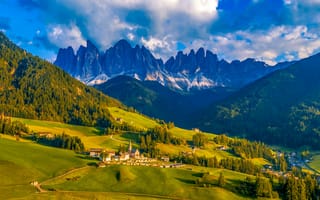 Картинка Dolemites, Доломиты, холмы, горы, Южный Тироль, пейзаж, небо, Италия