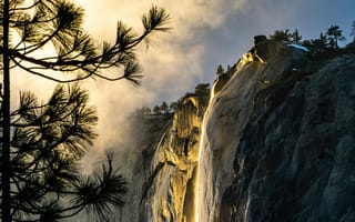 Обои водопад, Йосемити, природа, картинки на телефон, заповедник