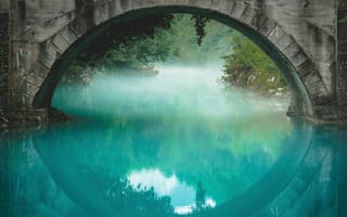 Картинка мост, вода, фотографии на телефон, голубая вода, природа, отражение, туман