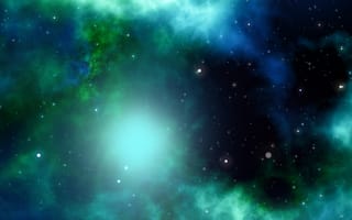 Картинка звезды, космос, зеленая туманность
