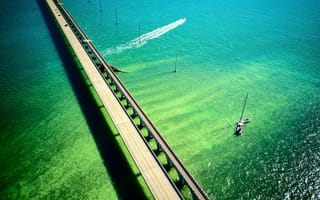 Картинка США, океан, фотографии на телефон, пейзажи, семимильный мост, флорида