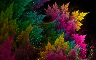 Картинка неоновые огни, glitter art, форма дерева, абстракции