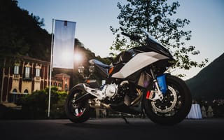 Картинка белый, вид сбоку, мотоциклы, спортивный мотоцикл, bmw motorrad concept 9cento
