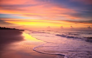 Картинка утро, восход солнца, пейзажи, океан, пляж, природа, море