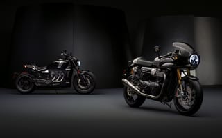 Картинка triumph thruxton tfc, чёрный мотоцикл, мотоциклы, вид