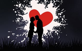 Картинка силуэт пары, романтика, сердце, минимализм, милая, фото без регистрации