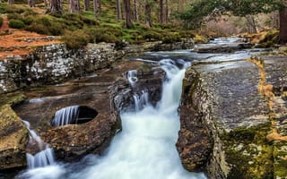 Картинка шотландия, абердиншир, река, поток, скалы, природа