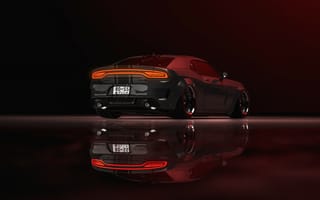 Картинка Dodge Charger, Додж, рендеринг, вид сзади, отражение, машины