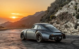 Картинка Porsche, старинный, серебристый, закат солнца, машины