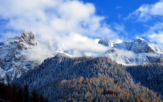 Картинка снег, панорама, гора