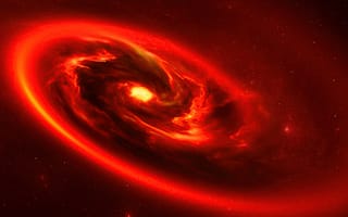 Картинка галактика, гигантская черная дыра, свечение, спираль, космос