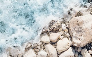 Картинка пляж, море, рок, камешек, волна, вода, пузырь, материал, зима, природа