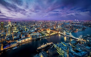 Картинка городской пейзаж, лондонский мост, вечер, город, освещение, бесплатные изображения