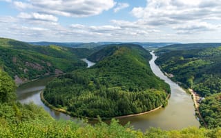 Картинка Изгиб реки Саар, Германия, River Saar, Germany, Saar Loop, Mettlach, пейзаж