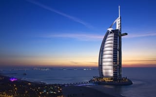Картинка бурдж-аль-араб, Дубай, город, красивые места, мир