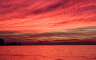 Картинка море, океан, атмосфера, красное небо утром, пейзажи, бесплатные изображения, небо, красный, горизонт, утро, природа, рассвет, послесвечение, закат, облако, вечер, сумрак, восход солнца